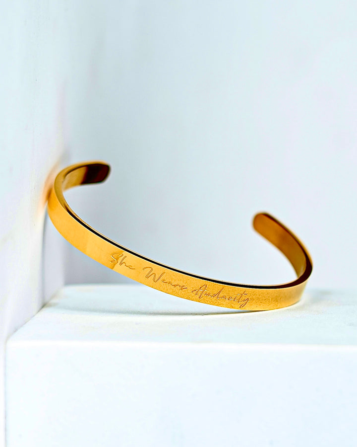 “She Wears Audacity” Cuff Bracelet