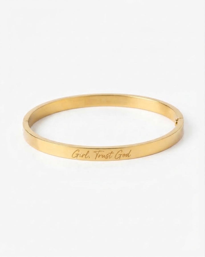 “Girl, Trust God” Clasp Bangle Bracelet