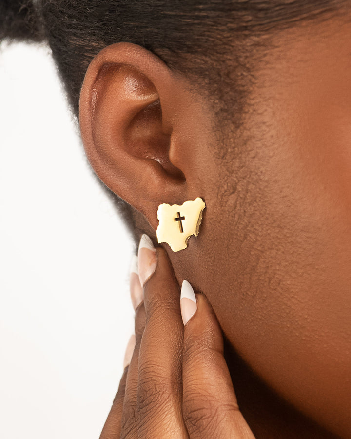 “Nigeria Cross Stud” Earrings