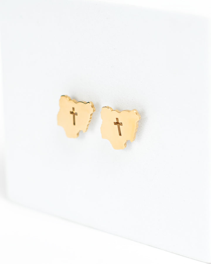 “Nigeria Cross Stud” Earrings