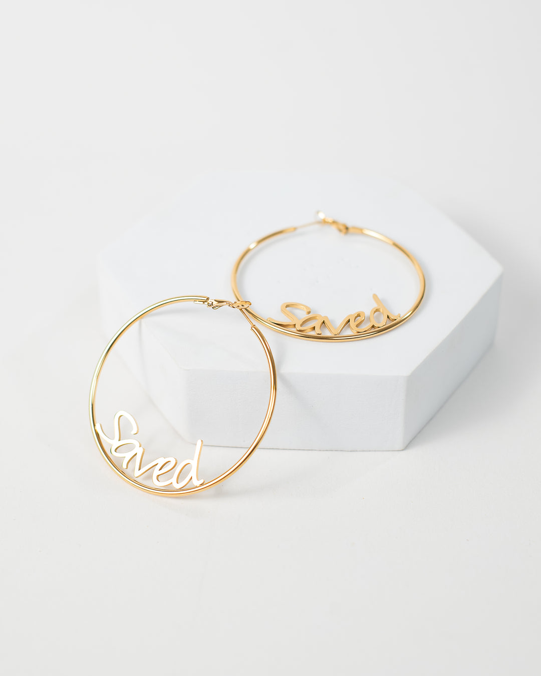 "Saved" Oversized Hoop Earrings