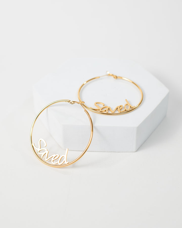 "Saved" Oversized Hoop Earrings