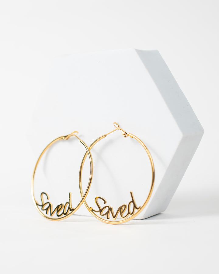 "Saved" Oversized Hoop Earrings